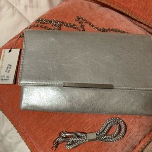 Silver purse and silver shoes